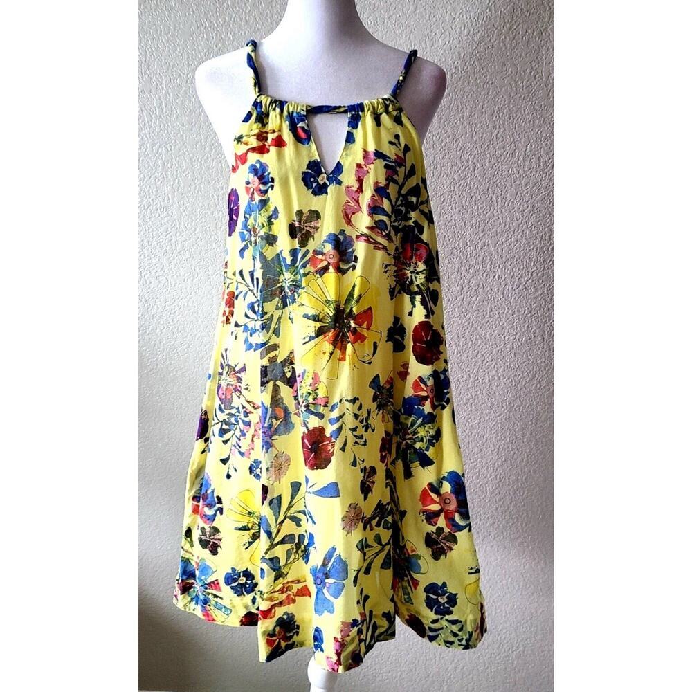 Anthropologie x Vanessa Virginia Flowy Dress Sz 0 Floral Sundress Yellow 2016